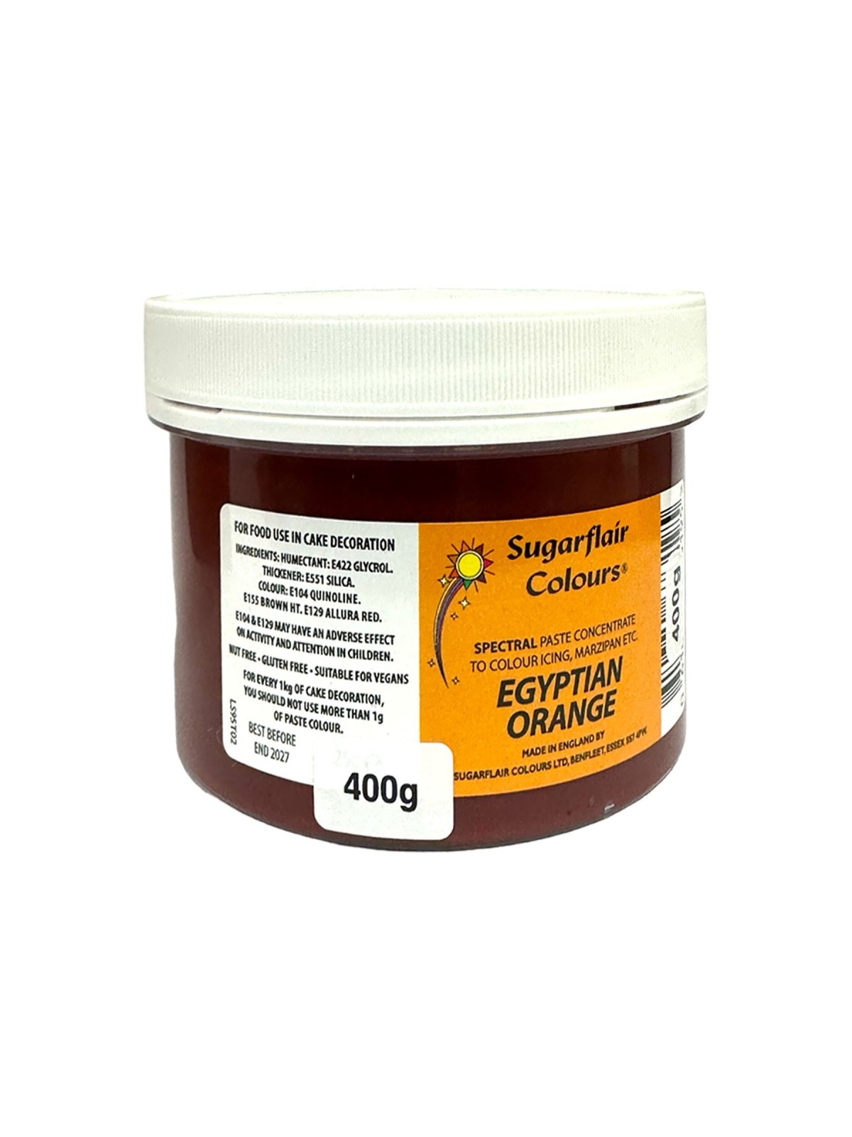 Sugarflair MAXIMUM concentrated paste colour - Gelfarbe Egyptian Orange XXL - 400g