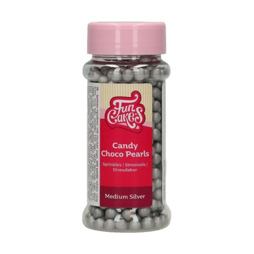 RABATT: FunCakes Candy Choco Pearls Medium - Silber - 80g