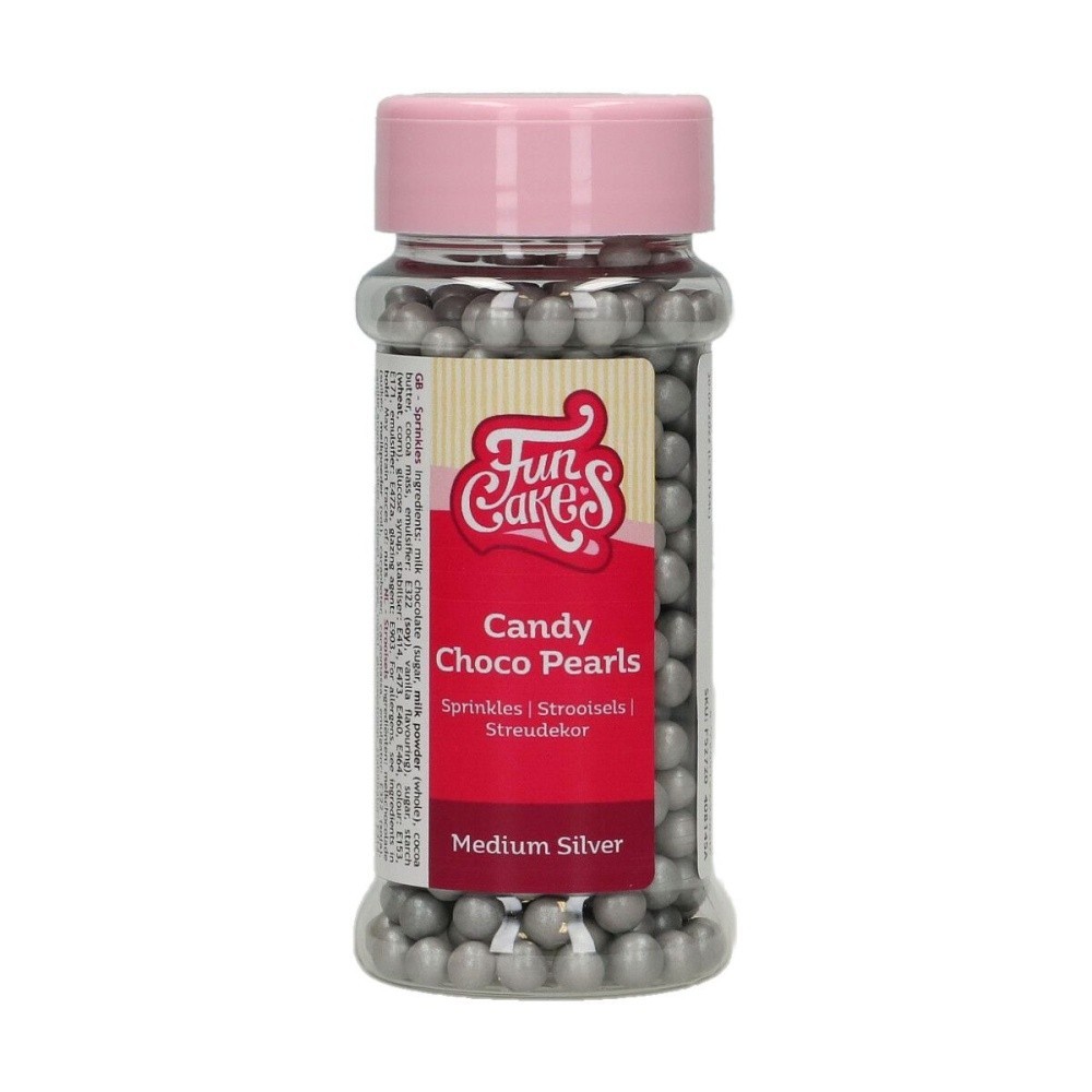 DISCOUNT: FunCakes Chocolate Decoration - Pearls Medium - Silver - 80g