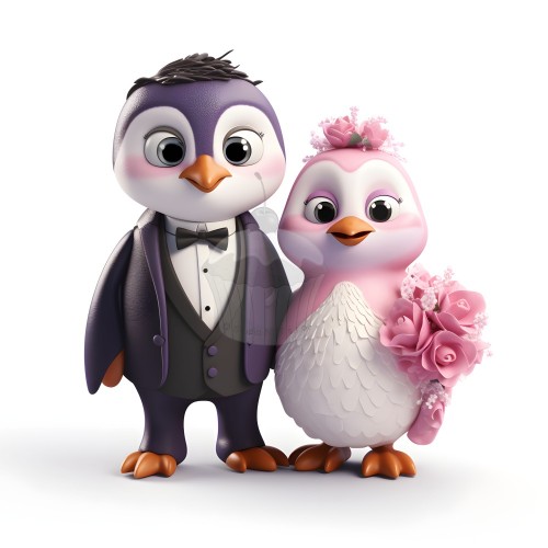 Esspapier "Hochzeitspinguine" - A4