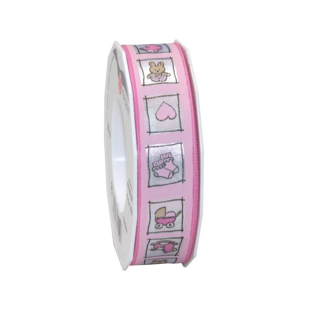 Atlas double-sided ribbon - baby pink - children's world - 3m/25mm