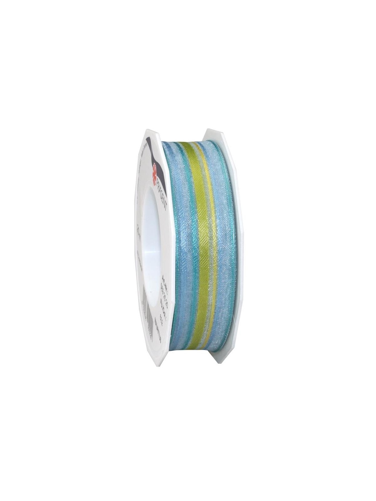 Seidenband mit Metallkante - Blau / Grün - 3m/ 25mm