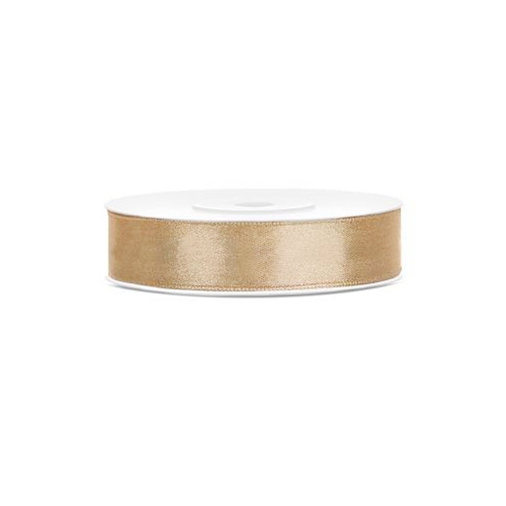 Satin ribbon - light golden - 25m/ 12mm