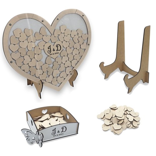 Wedding wooden guest book - Heart