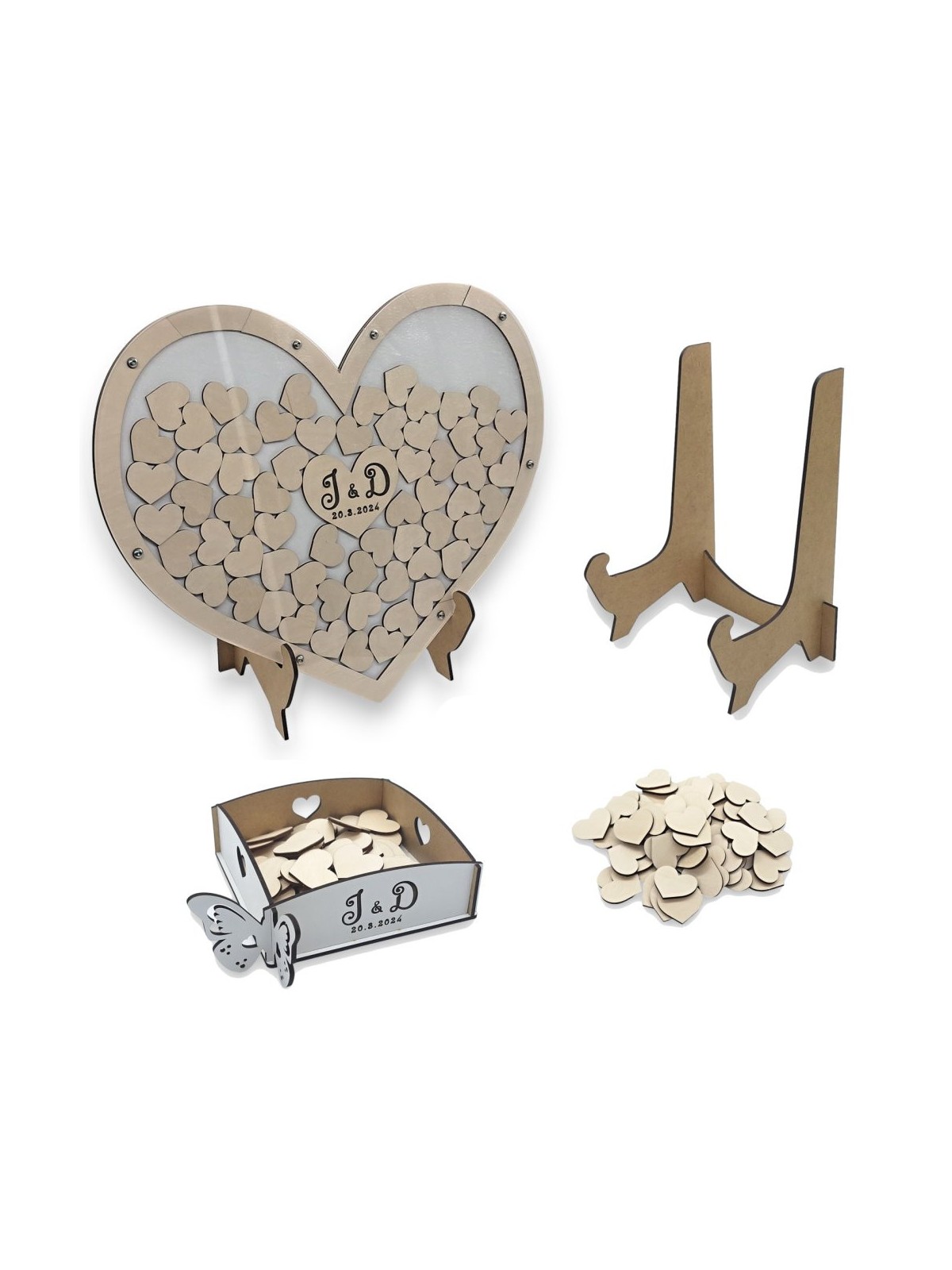 Wedding wooden guest book - Heart