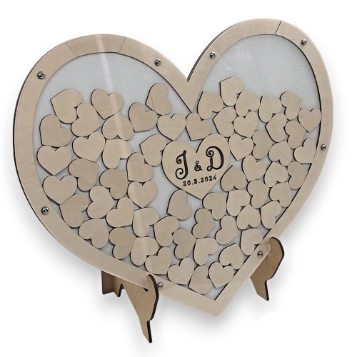 Wedding wooden guest book - Heart