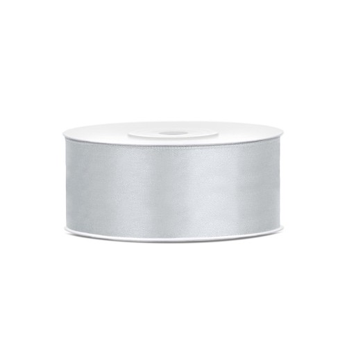 Satin ribbon - silver - 25m/ 25mm