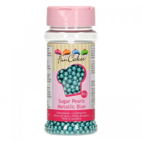 SLEVA: FunCakes sugarpearls 4mm - metallic blue - 80g