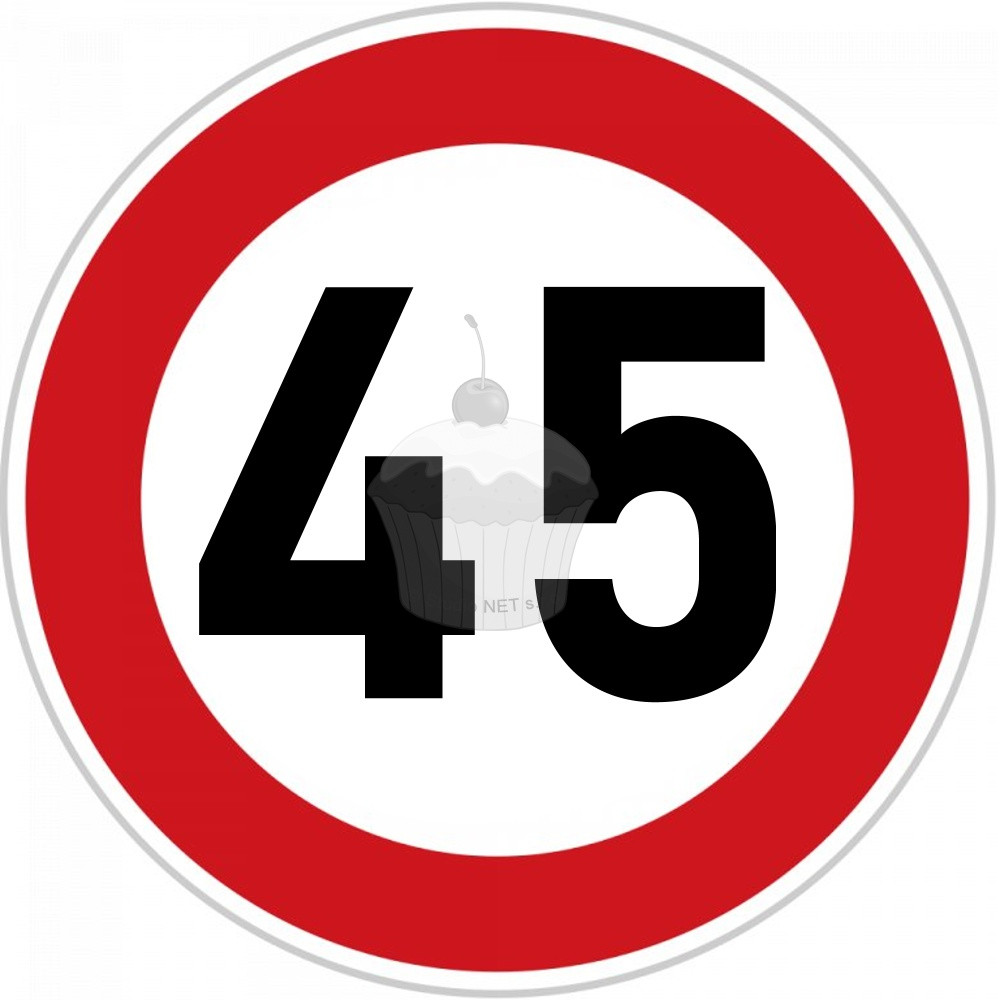 Edible paper "45th Birthday" ban sign A4