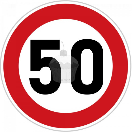 Edible paper "50th Birthday" ban sign A4