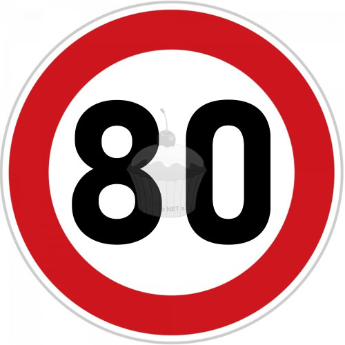 Edible paper "80th Birthday" ban sign A4