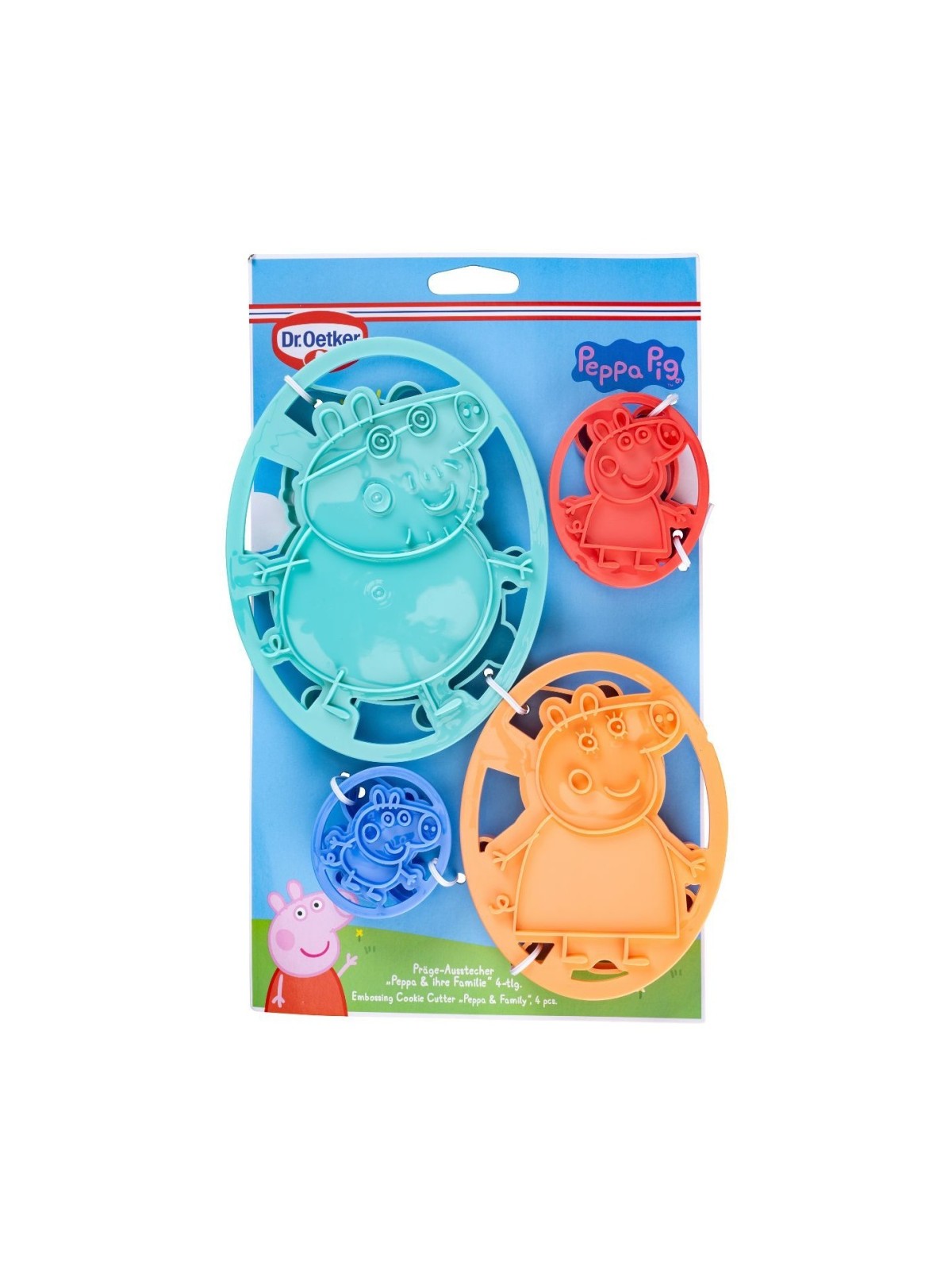 Dr. Oetker - Cookie Cutter Set with Stencil - Peppa Pig and Family - 4pcs