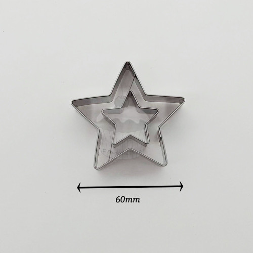 Stainless Steel Cookie Cutter - Star with Center Star 5 Points - 6cm