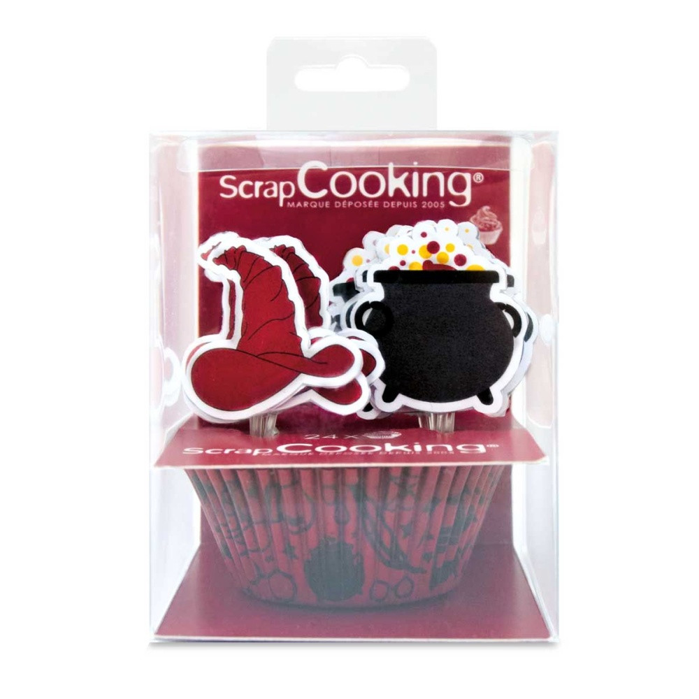 ScrapCooking - Baking Cups - Set mit Topper - Zauberhut und Kessel 24 + 24 Stk