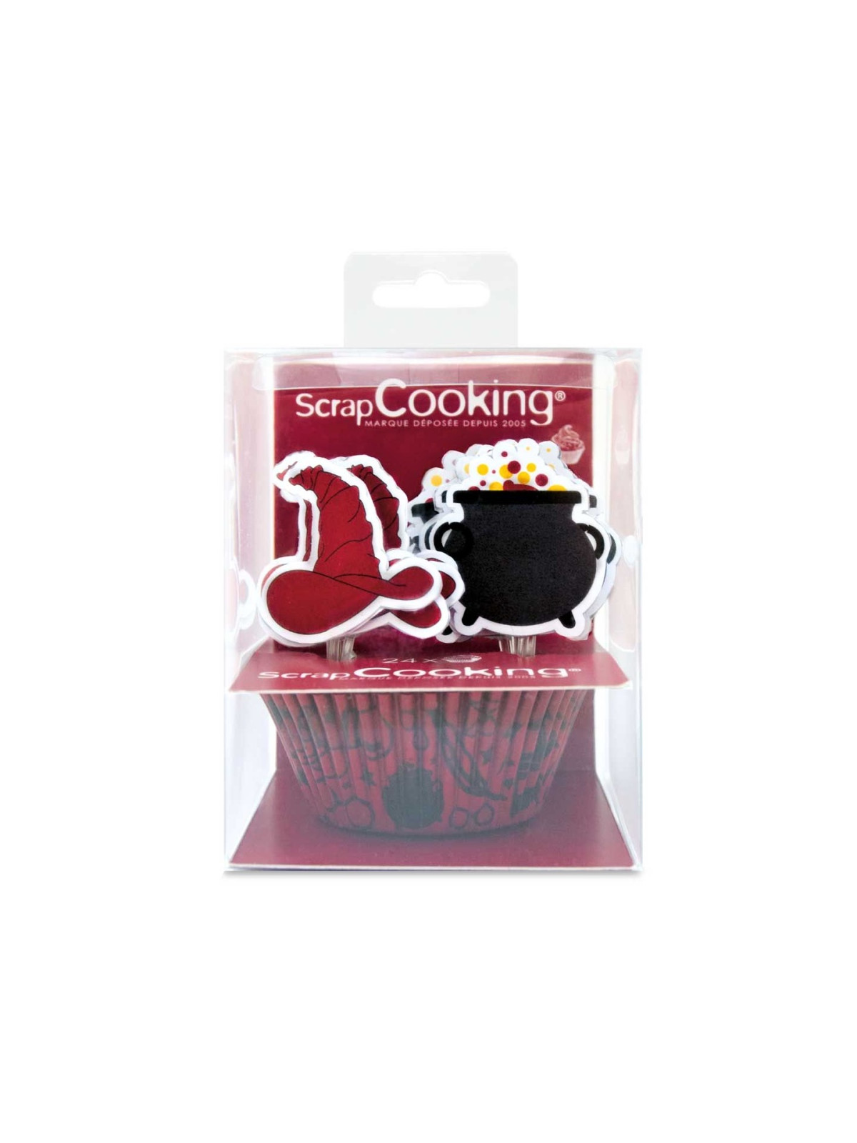 ScrapCooking - Cupcake Liners - Set with Picks - Magic Hat and Cauldron 24 + 24pcs