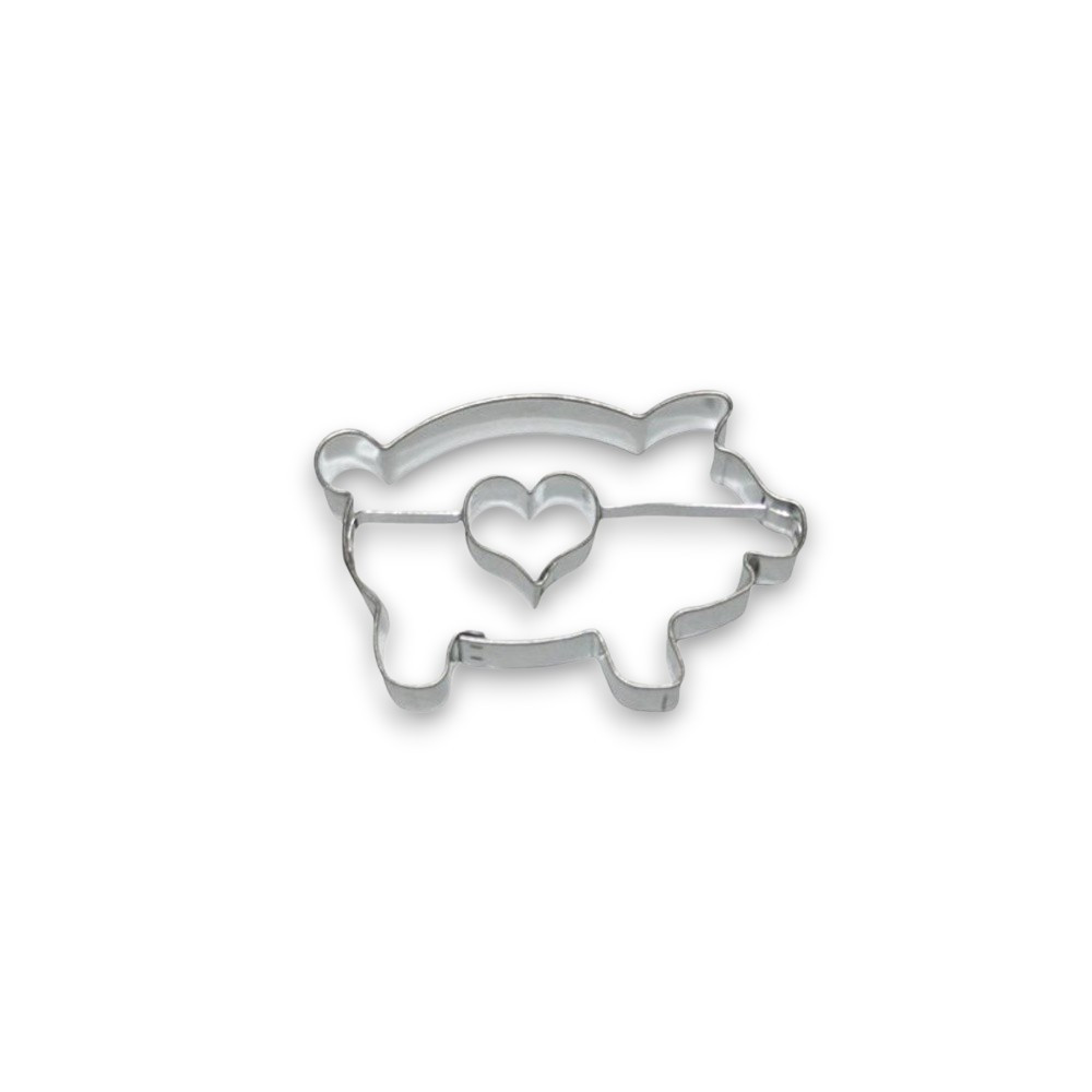 Cookie Cutter - piggy bank + heart - 6.5cm