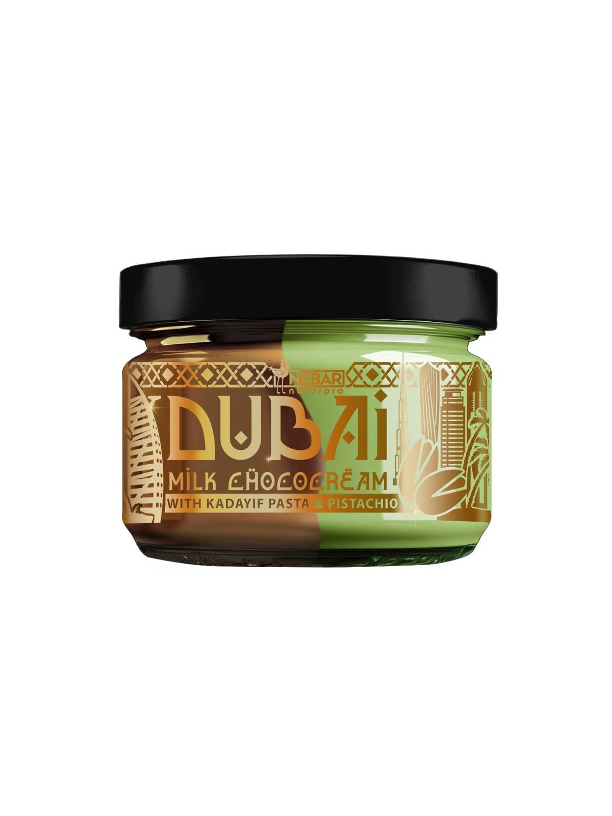 Nébar - Dubai - double - krém z mléčné čokolády, krém s kadayifem a pistáciemi - 180g
