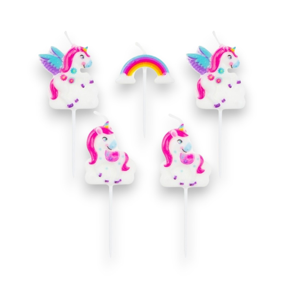 Dortová svíčka mini - Unicorn + duha - 5ks Dortová svíčka mini - Unicorn + duha - 5ks