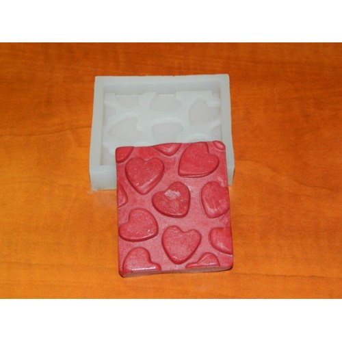 Silicone mold - rectangle with hearts