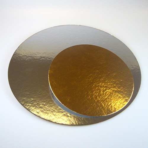 Runde Tortenunterlage, gold / silber, 26 cm.