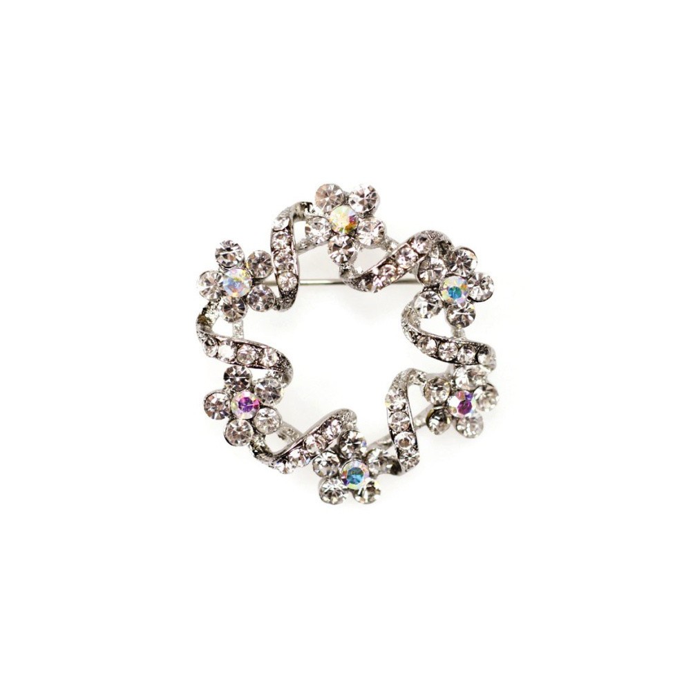 Diamond brooch - wreath - 40mm