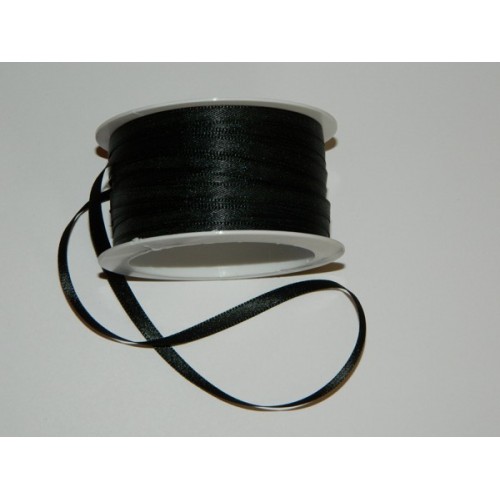 Satin ribbon - black 20m / 5 mm