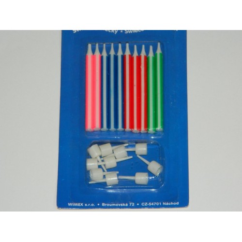 Geburtstagskerzen mit Streifen - 10pcs