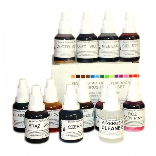 Food Colors Set of airbrush paints and cleaners  (12 pcs)