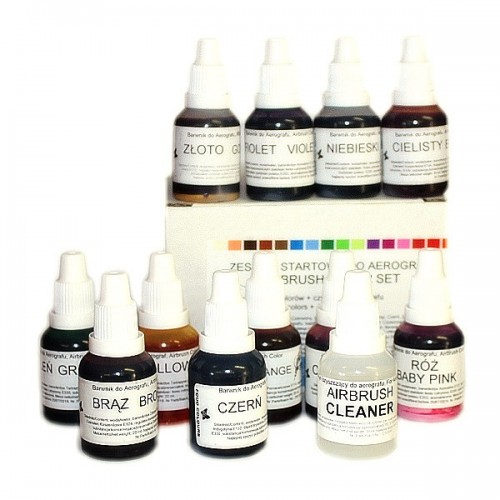 Food Colours  Airbrush Lebensmittelfarben set mit Reiniger 12 St.