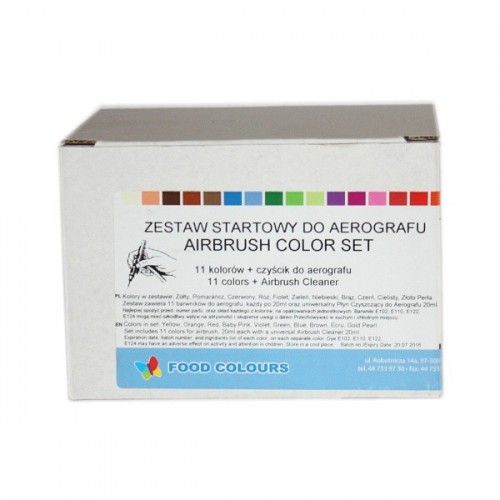 Food Colours  Airbrush Lebensmittelfarben set mit Reiniger 12 St.