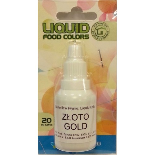 Airbrush perleťová barva tekutá Food Colours Gold (20 ml) Zlatá