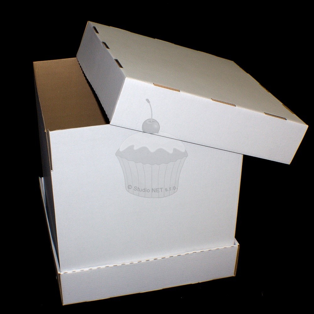 Krabice na patrový dort - extra pevná - bílá - 43 x 43 x 47cm