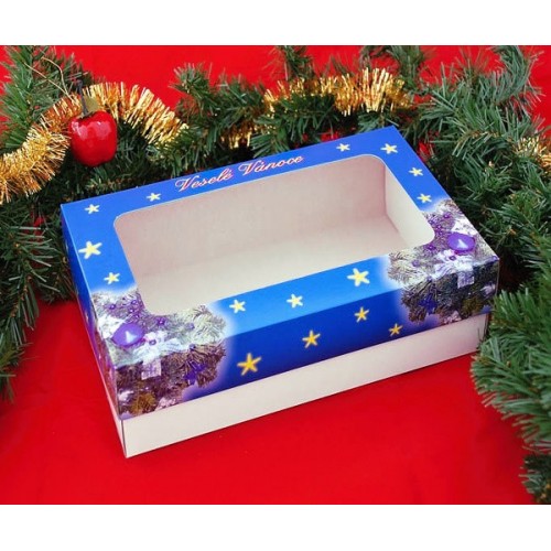 Krabice na cukroví - vánoční modrá - 1/2kg