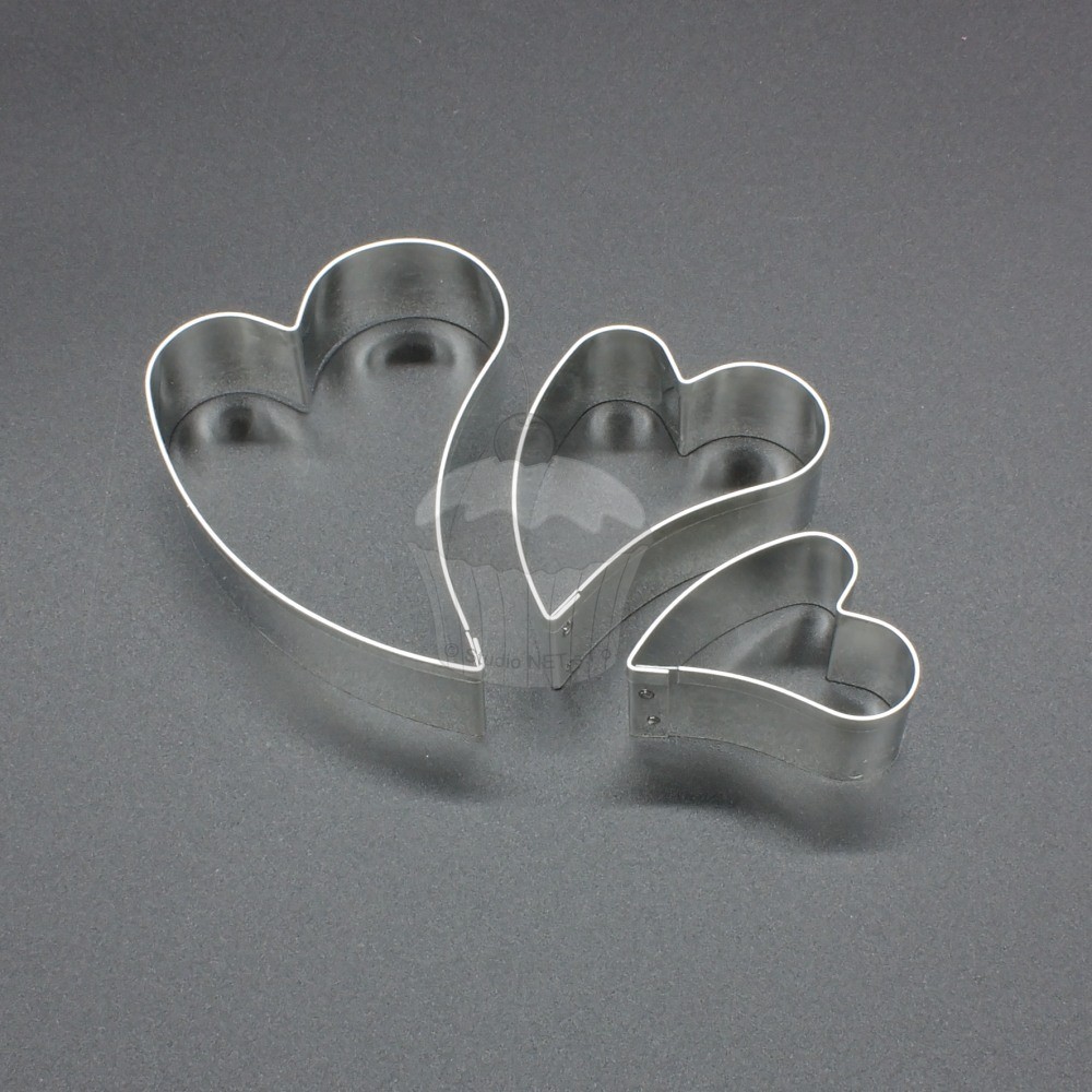 Set of cutters - oblique hearts 3pcs