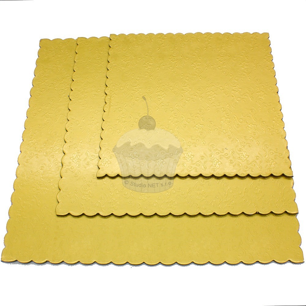 Set of 3 golden cake boards - square