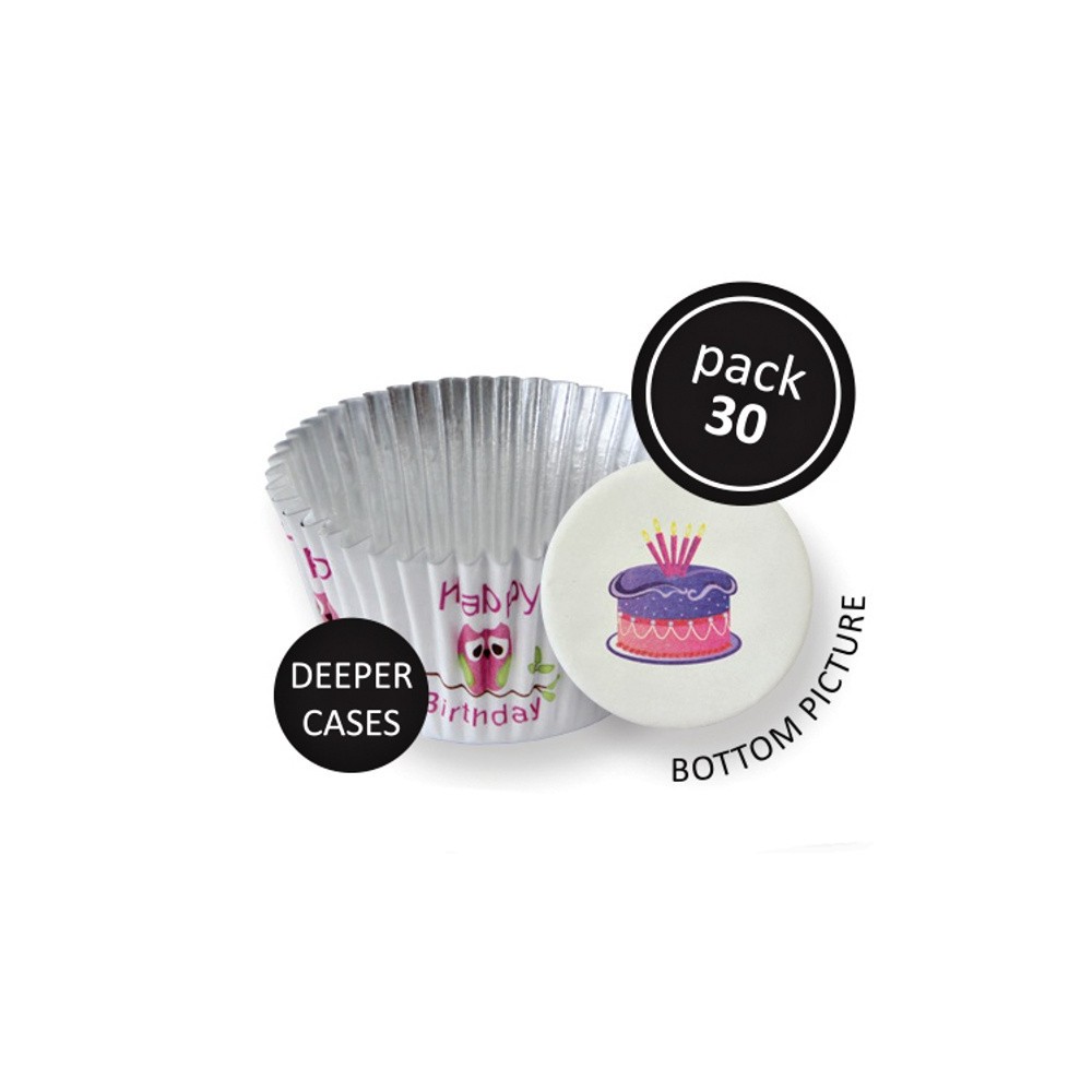 PME pastry baking cups with foil - owls - 30pcs