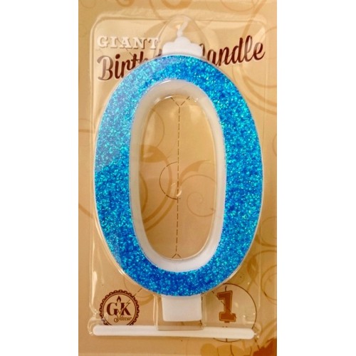 Large cake candle - blue glitter - 0