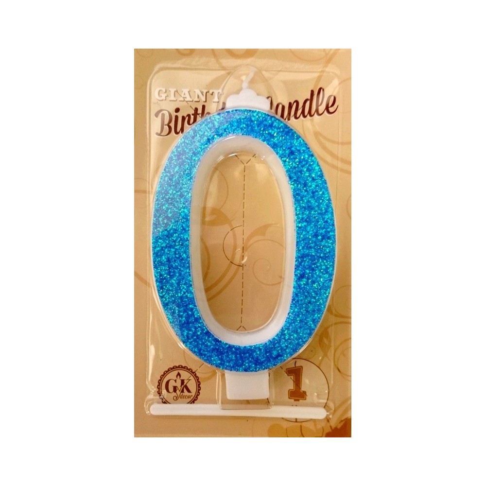 Cake candle large - sparkle blue - 0