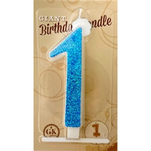 Cake candle large - sparkle blue - 1