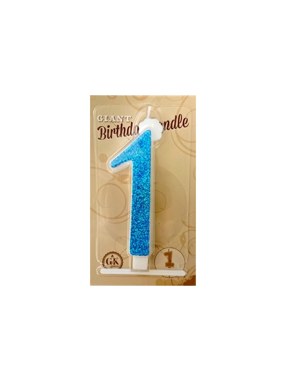 Cake candle large - sparkle blue - 1