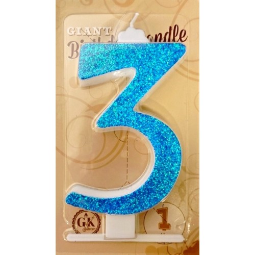 Cake candle large - sparkle blue - 3