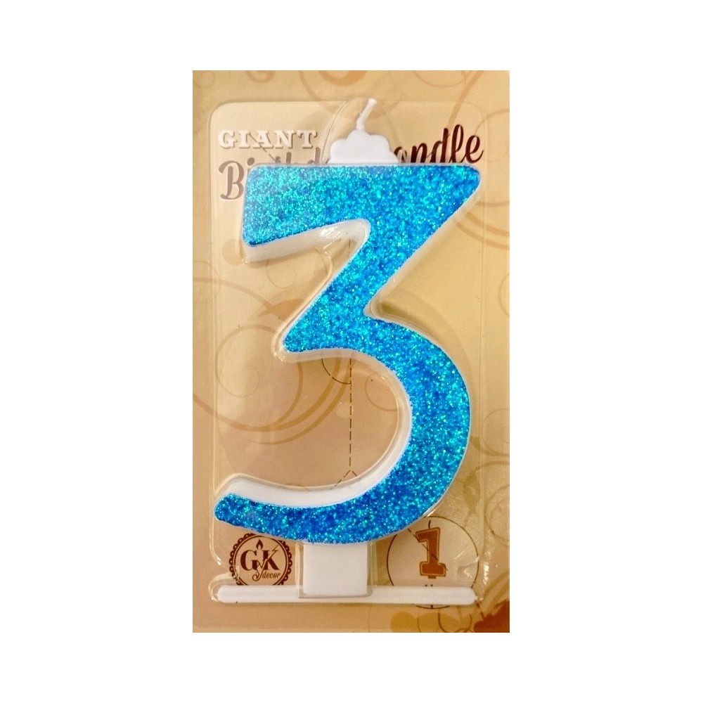 Cake candle large - sparkle blue - 3