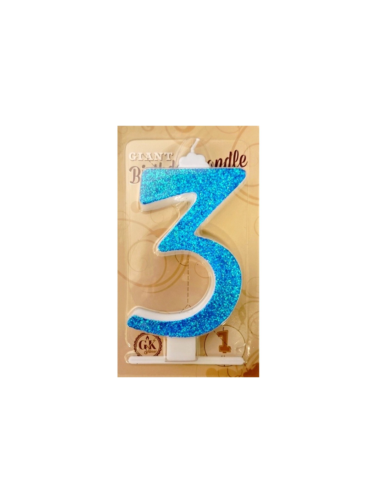 Cake candle large - sparkle blue - 3