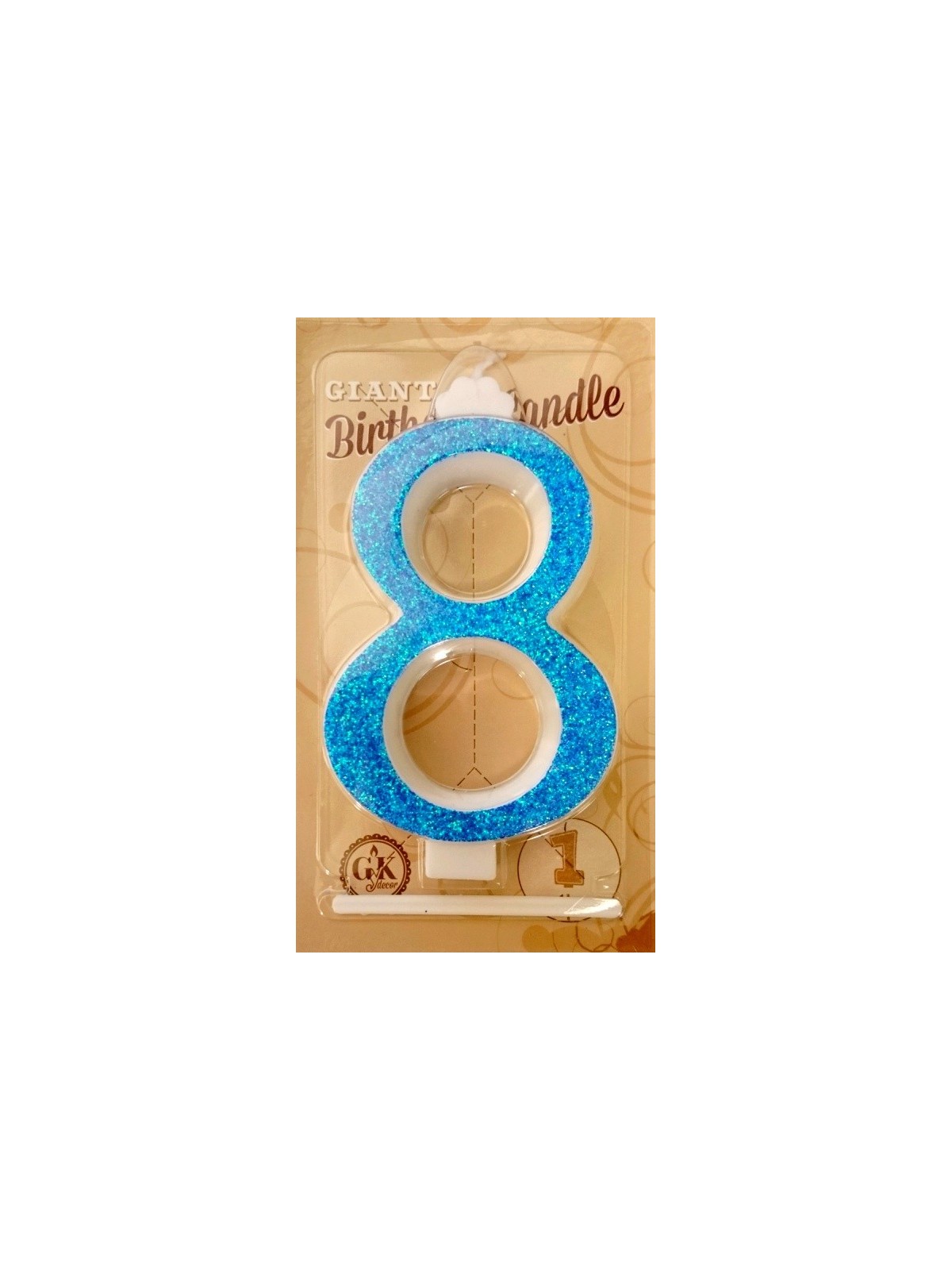 Cake candle large - glitter blue - 8