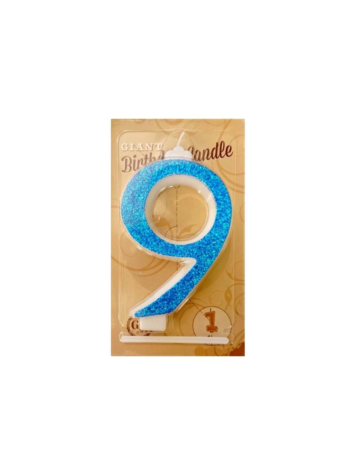 Cake candle large - sparkle blue - 9