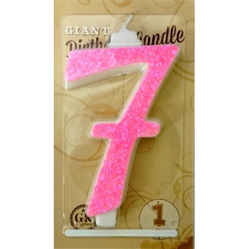 Cake candle large - sparkle pink - 7