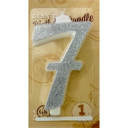 Cake candle large - sparkle silver - 7