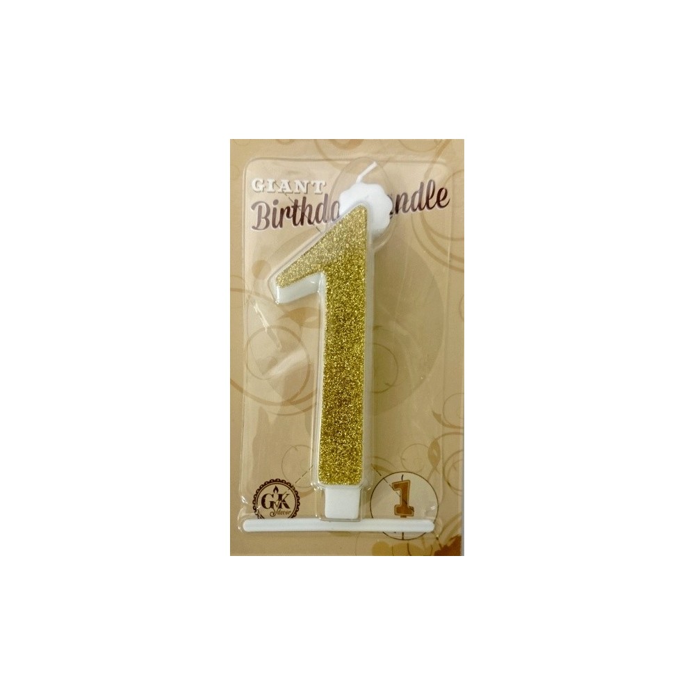 Cake candle large - sparkle gold - 1