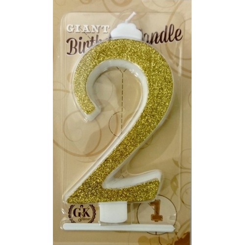 Cake candle large - sparkle gold - 2