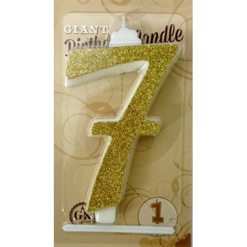 Cake candle large - sparkle gold - 7